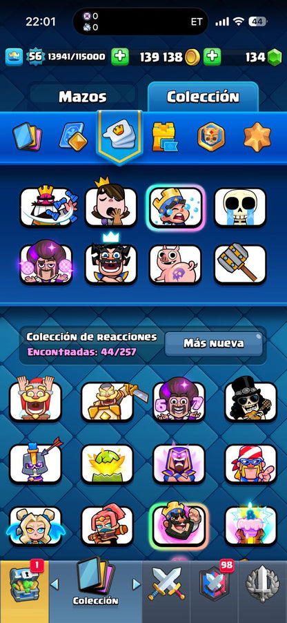 507 CLASH! 10,024 COPAS! 2 CARTAS AL 16 MAX! 1 CARTA AL 15! 5 CARTAS AL 14! 1 HÉROE! 11 CARTAS EVOLUTIVAS! 44 EMOTES MUY BUENOS! 4 TORRES! INSIGNIA DE 3 AÑOS! (349mx) @everyone