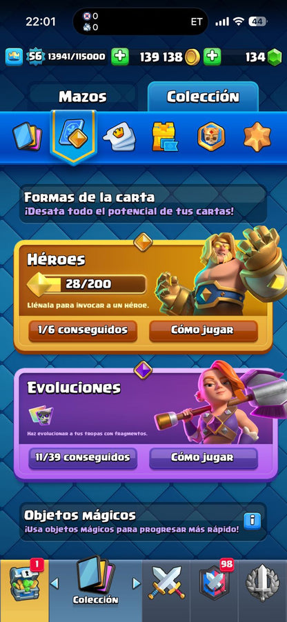 507 CLASH! 10,024 COPAS! 2 CARTAS AL 16 MAX! 1 CARTA AL 15! 5 CARTAS AL 14! 1 HÉROE! 11 CARTAS EVOLUTIVAS! 44 EMOTES MUY BUENOS! 4 TORRES! INSIGNIA DE 3 AÑOS! (349mx) @everyone