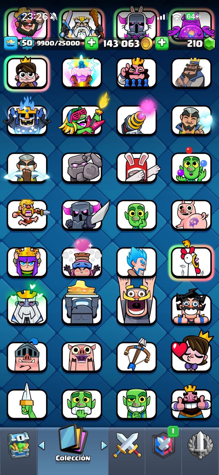 509 CLASH! 10,664 COPAS! 4 CARTAS AL 15! 8 CARTAS AL 14! 2 HÉROES! 7 CARTAS EVOLUTIVAS! 55 EMOTES MUY BUENOS! 4 TORRES! INSIGNIA DE 2 AÑOS! (449mx) @everyone