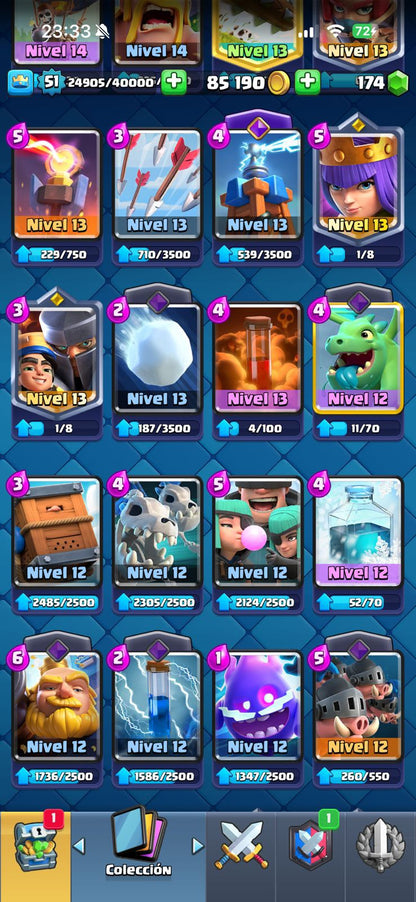 510 CLASH! 10,216 COPAS! 4 CARTAS AL 15! 10 CARTAS AL 14! 1 HÉROE! 10 CARTAS EVOLUTIVAS! 79 EMOTES MUY PEDIDOS! 8 TORRES! INSIGNIA DE 4 AÑOS! (449mx) @everyone