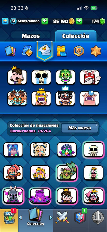 510 CLASH! 10,216 COPAS! 4 CARTAS AL 15! 10 CARTAS AL 14! 1 HÉROE! 10 CARTAS EVOLUTIVAS! 79 EMOTES MUY PEDIDOS! 8 TORRES! INSIGNIA DE 4 AÑOS! (449mx) @everyone