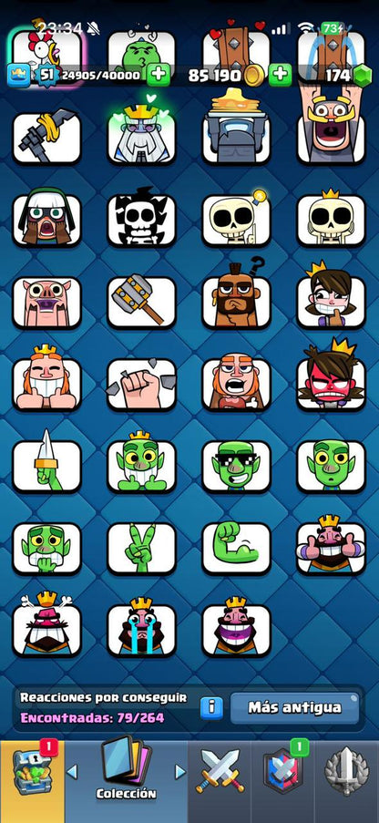 510 CLASH! 10,216 COPAS! 4 CARTAS AL 15! 10 CARTAS AL 14! 1 HÉROE! 10 CARTAS EVOLUTIVAS! 79 EMOTES MUY PEDIDOS! 8 TORRES! INSIGNIA DE 4 AÑOS! (449mx) @everyone
