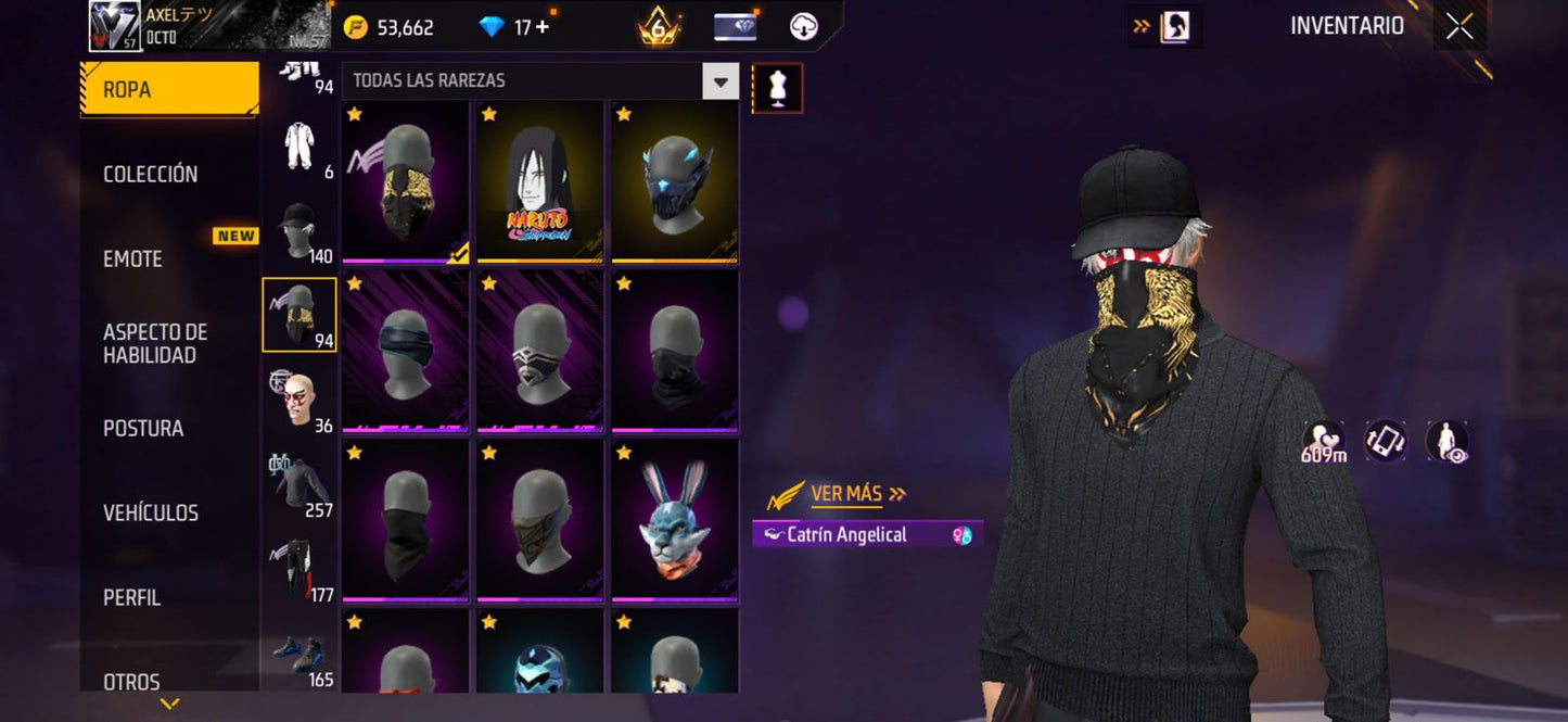 270 FREE FIRE!! CUENTA CON 6 EVOS Y BUENAS ARMAS DE INCUBADORA!! MÁS DE 250 PECHOS!! ROPA MOXTA! CUELLO DE TORTUGA! PLAYERAS DE FUTBOL! J.BALVIN! MUCHA ROPA DE EVENTOS!! ANGELICALES Y PUÑOS!! PERFECTA PARA COMBINAR CON TODO!! REGIÓN: EEUU (1599mx)...