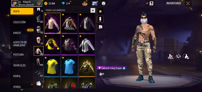 272 FREE FIRE!!  CUENTA CON 3 EVOS, 1 AL NIVEL MÁXIMO!! MÁS DE 300 PECHOS!! PASES VETERANOS! CHAQUETAS ANTIGUAS! YING YANG! MUCHA ROPA DE EVENTOS! PUÑOS!! PERFECTA PARA COMBINAR CON TODO!! REGIÓN: EEUU (1899mx) @everyone