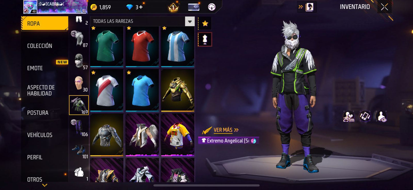 274 FREE FIRE!! CUENTA PARA INICIAR CON 2 EVOS !! MÁS DE 150 PECHOS!! BARBA DEL VIEJO! PLAYERAS DE FUTBOL!! ROPA DE EVENTOS CHIDOS!! TRAW PUÑOS!! PERFECTA PARA COMBINAR CON TODO! REGIÓN: EEUU (799mx) @everyone