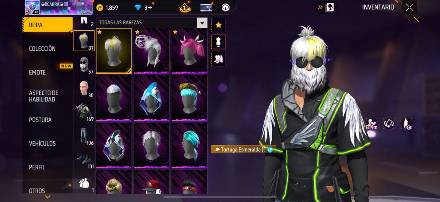 274 FREE FIRE!! CUENTA PARA INICIAR CON 2 EVOS !! MÁS DE 150 PECHOS!! BARBA DEL VIEJO! PLAYERAS DE FUTBOL!! ROPA DE EVENTOS CHIDOS!! TRAW PUÑOS!! PERFECTA PARA COMBINAR CON TODO! REGIÓN: EEUU (799mx) @everyone