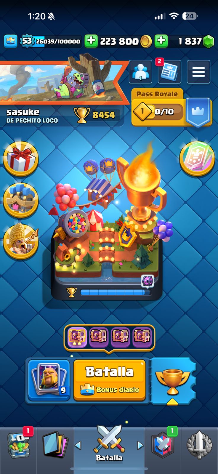 296 CLASH! 8454 COPAS! 4 CARTAS AL 15 ELITES! 22 CARTAS AL NIVEL 14! PEKA BOLA DE FUEGO ÉLITES! PEKA Y COHETE AL NIVEL 14! 45 EMOTES! MUCHISMOS COMODINES DE MEJORA! 6 TORRES! INSIGNIA DE 6 AÑOS! (1199mx) @everyone