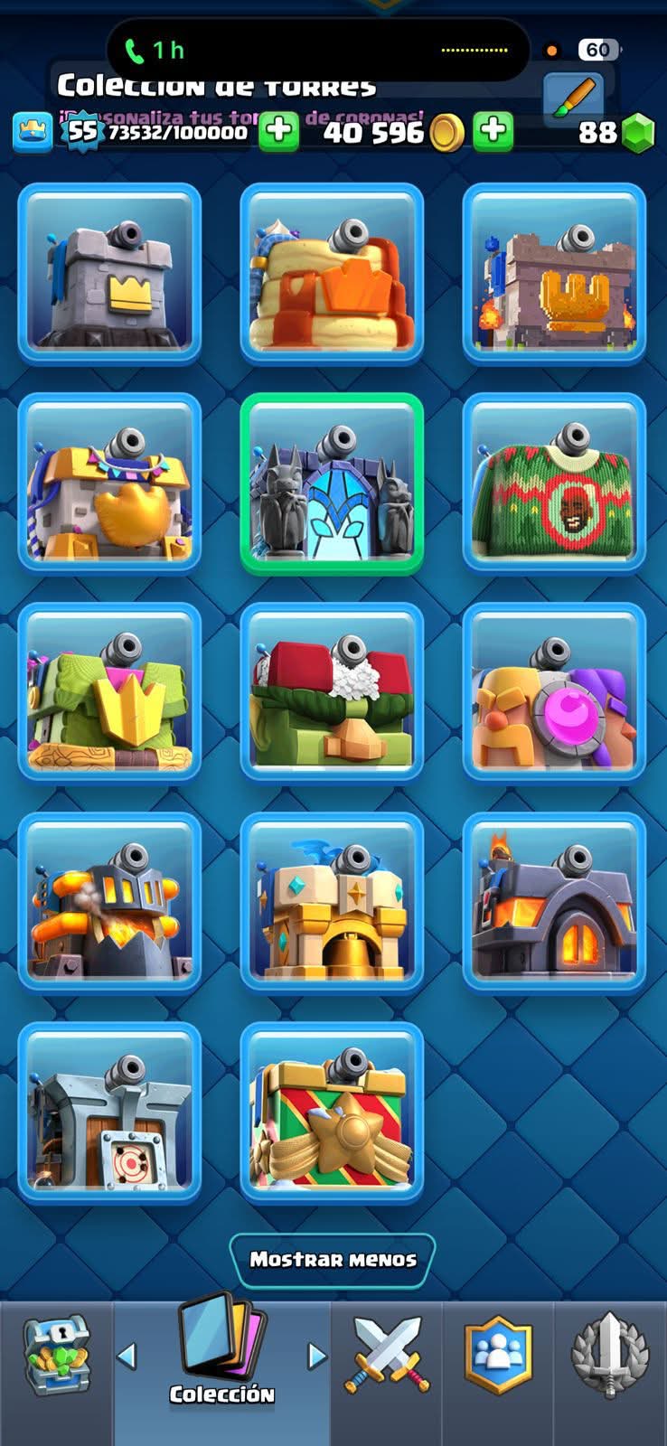 452 CLASH! 10,562 COPAS! 7 CARTAS AL 15! 19 CARTAS AL 14! 1 HÉROE! 11 CARTAS EVOLUTIVAS! 96 EMOTES EXCLUSIVOS! 13 TOREES! INSIGNIA DE 4 AÑOS! (549 MX) @everyone