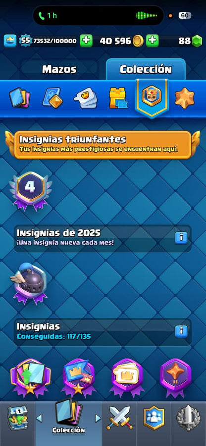 452 CLASH! 10,562 COPAS! 7 CARTAS AL 15! 19 CARTAS AL 14! 1 HÉROE! 11 CARTAS EVOLUTIVAS! 96 EMOTES EXCLUSIVOS! 13 TOREES! INSIGNIA DE 4 AÑOS! (549 MX) @everyone