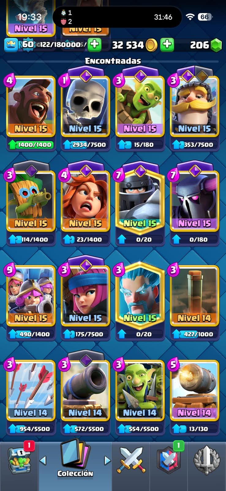 454 CLASH! 10,559 COPAS! 11 CARTAS AL 15! 57 CARTAS AL 14! 2 HÉROES! 28 CARTAS EVOLUTIVAS! 135 EMOTES MUY PEDIDOS! 30 TORRES! INSIGNIA DE 4 AÑOS! (2449mx) @everyone