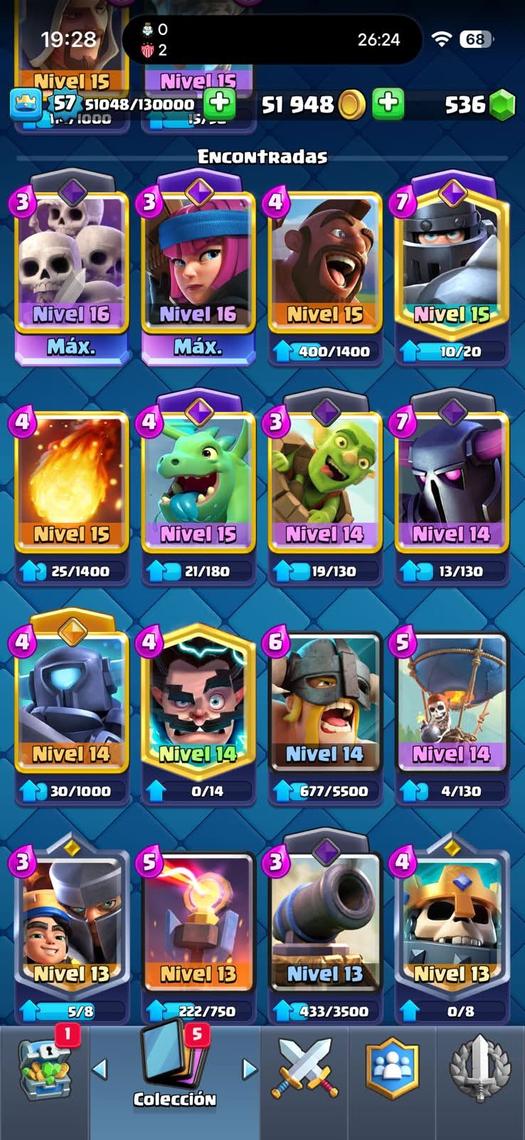 455 CLASH! 10,447 COPAS! 2 CARTAS AL 16 MAX! 4 CARTAS AL 15! 6 CARTAS AL 14! 3 HÉROES! 6 CARTAS EVOLUTIVAS! 67 EMOTES MUY BUENOS! 11 TORRES! INSIGNIA DE 5 AÑOS! (699mx) @everyone