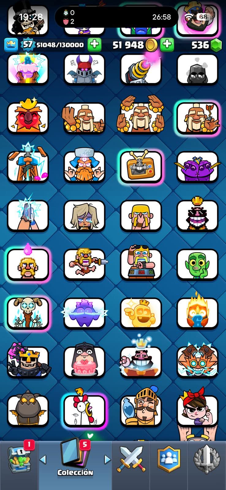 455 CLASH! 10,447 COPAS! 2 CARTAS AL 16 MAX! 4 CARTAS AL 15! 6 CARTAS AL 14! 3 HÉROES! 6 CARTAS EVOLUTIVAS! 67 EMOTES MUY BUENOS! 11 TORRES! INSIGNIA DE 5 AÑOS! (699mx) @everyone