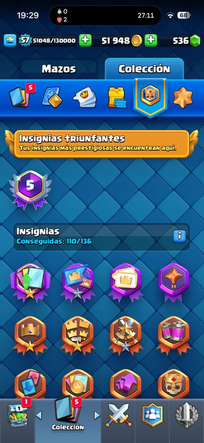 455 CLASH! 10,447 COPAS! 2 CARTAS AL 16 MAX! 4 CARTAS AL 15! 6 CARTAS AL 14! 3 HÉROES! 6 CARTAS EVOLUTIVAS! 67 EMOTES MUY BUENOS! 11 TORRES! INSIGNIA DE 5 AÑOS! (699mx) @everyone