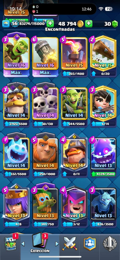 456 CLASH! 10,191 COPAS! 2 CARTAS AL 16 MAX! 2 CARTAS AL 15! 7 CARTAS AL 14! 1 HÉROE! 7 CARTAS EVOLUTIVAS! 55 EMOTES MUY PEDIDOS! 5 TORRES! INSIGNIA DE 3 AÑOS! (649mx) @everyone