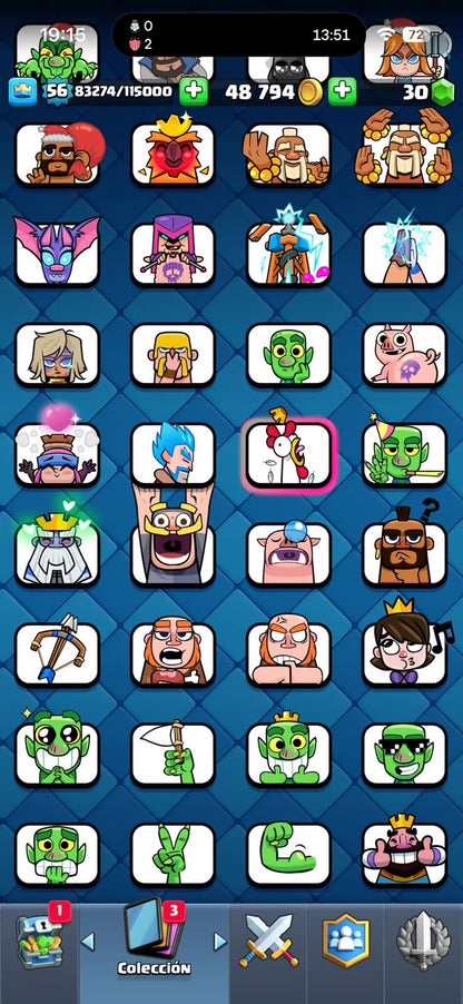 456 CLASH! 10,191 COPAS! 2 CARTAS AL 16 MAX! 2 CARTAS AL 15! 7 CARTAS AL 14! 1 HÉROE! 7 CARTAS EVOLUTIVAS! 55 EMOTES MUY PEDIDOS! 5 TORRES! INSIGNIA DE 3 AÑOS! (649mx) @everyone