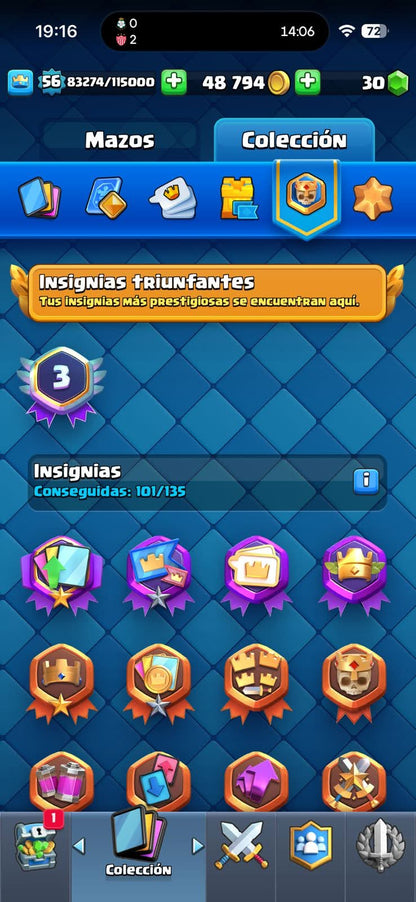 456 CLASH! 10,191 COPAS! 2 CARTAS AL 16 MAX! 2 CARTAS AL 15! 7 CARTAS AL 14! 1 HÉROE! 7 CARTAS EVOLUTIVAS! 55 EMOTES MUY PEDIDOS! 5 TORRES! INSIGNIA DE 3 AÑOS! (649mx) @everyone