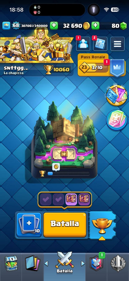 457 CLASH! GRIAL 10,060 COPAS! 5 CARTAS AL 16 MAX! 31 CARTAS AL 15! 71 CARTAS AL 14! 2 HÉROES! 24 CARTAS EVOLUTIVAS! 199 EMOTES MUY PEDIDOS Y EXCLUSIVOS! 18 TORRES! INSIGNIA DE 4 AÑOS! (2999 mx) @everyone