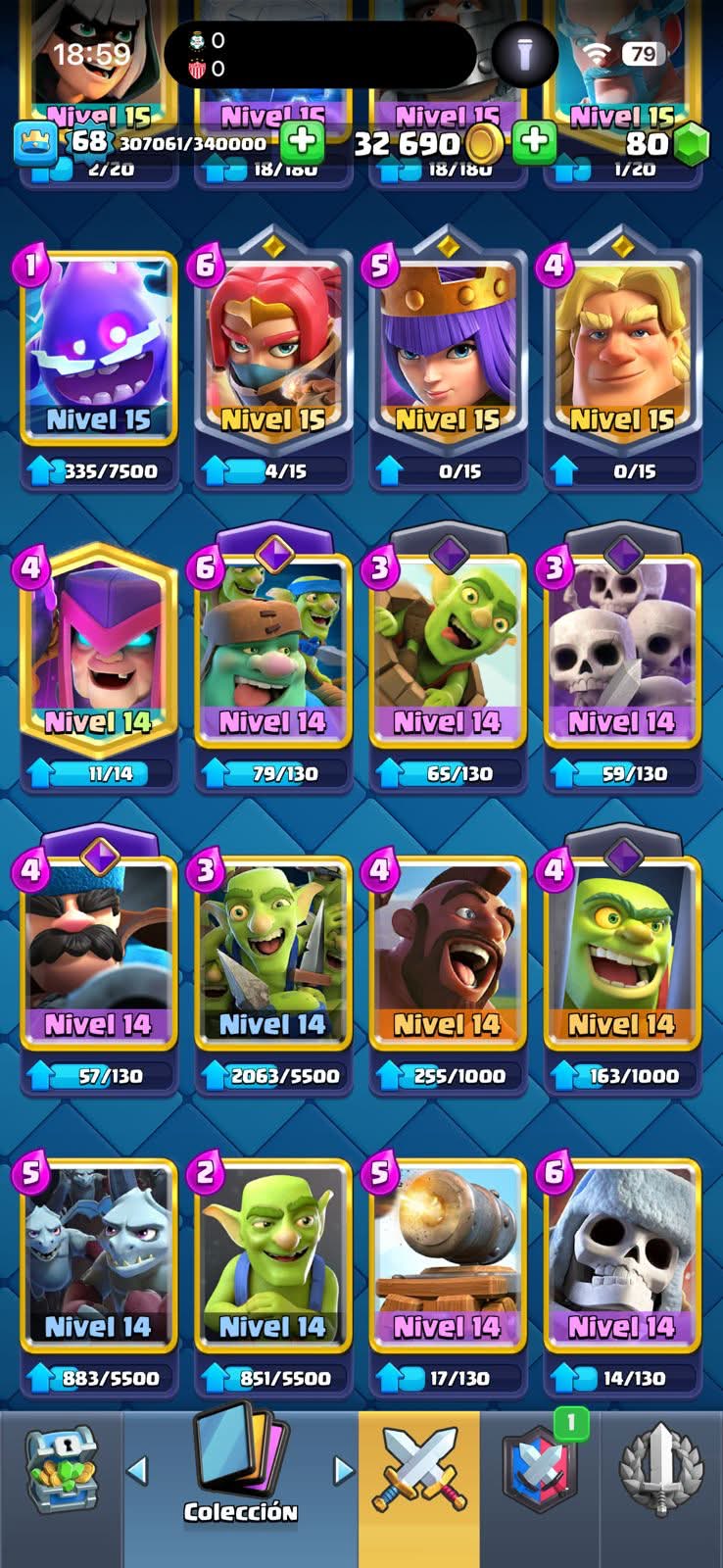 457 CLASH! GRIAL 10,060 COPAS! 5 CARTAS AL 16 MAX! 31 CARTAS AL 15! 71 CARTAS AL 14! 2 HÉROES! 24 CARTAS EVOLUTIVAS! 199 EMOTES MUY PEDIDOS Y EXCLUSIVOS! 18 TORRES! INSIGNIA DE 4 AÑOS! (2999 mx) @everyone