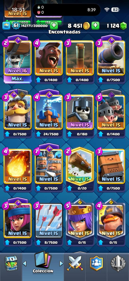 458 CLASH! MINI GRIAL! 10,000 COPAS! 1 CARTA AL 16 MAX! 16 CARTAS AL 15! 46 CARTAS AL 14! 13 CARTAS EVOLUTIVAS! 96 EMOTES MUY PEDIDOS Y EXCLUSIVOS! 11 TORRES! INSIGNIA DE 4 AÑOS! (1599mx) @everyone
