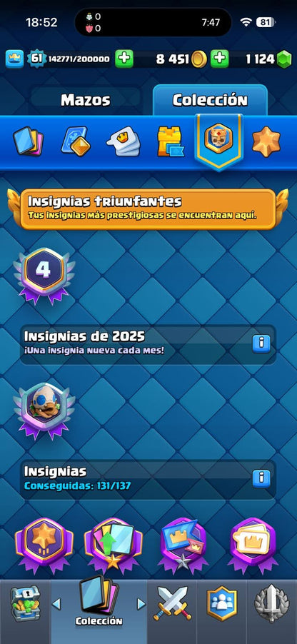 458 CLASH! MINI GRIAL! 10,000 COPAS! 1 CARTA AL 16 MAX! 16 CARTAS AL 15! 46 CARTAS AL 14! 13 CARTAS EVOLUTIVAS! 96 EMOTES MUY PEDIDOS Y EXCLUSIVOS! 11 TORRES! INSIGNIA DE 4 AÑOS! (1599mx) @everyone