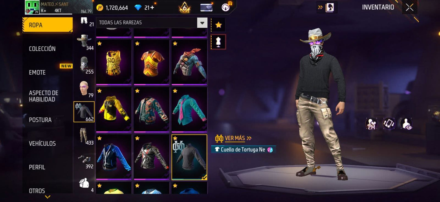 286 FRE FIRE!! CUENTA VETERANA CON 4 EVOS Y BUENAS ARMAS!! MÁS DE 600 PECHOS! CHAQUETAS ANTIGUAS! EVENTO E INCUBADORAS CHIDAS! YING YANG! MUCHA ROPA ANTIGUA! ! CUELLO DE TORTUGA! PERFECTA PARA COMBINAR COM TODO! REGIÓN: EEUU (1799mx)