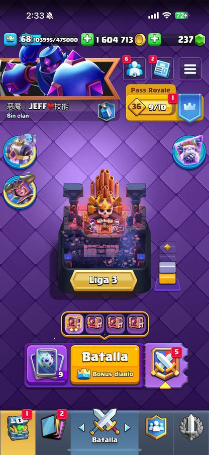 177 GRIAL CLASH! LIGA 3! 15,145 COPAS! 77 CARTAS AL 15 ÉLITES! 25 EVOLUCIONES! 44 CARTAS AL 14! 190 EMOTES EXCLUSIVOS Y SÚPER PEDIDOS! 23 TORRES! INSIGNIA 6 AÑOS! (3449mx) @everyone