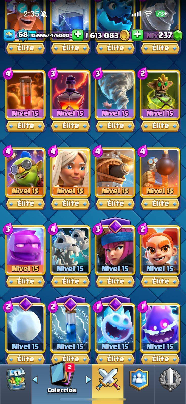 177 GRIAL CLASH! LIGA 3! 15,145 COPAS! 77 CARTAS AL 15 ÉLITES! 25 EVOLUCIONES! 44 CARTAS AL 14! 190 EMOTES EXCLUSIVOS Y SÚPER PEDIDOS! 23 TORRES! INSIGNIA 6 AÑOS! (3449mx) @everyone