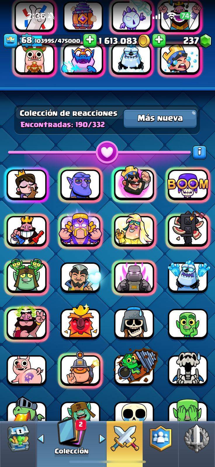 177 GRIAL CLASH! LIGA 3! 15,145 COPAS! 77 CARTAS AL 15 ÉLITES! 25 EVOLUCIONES! 44 CARTAS AL 14! 190 EMOTES EXCLUSIVOS Y SÚPER PEDIDOS! 23 TORRES! INSIGNIA 6 AÑOS! (3449mx) @everyone