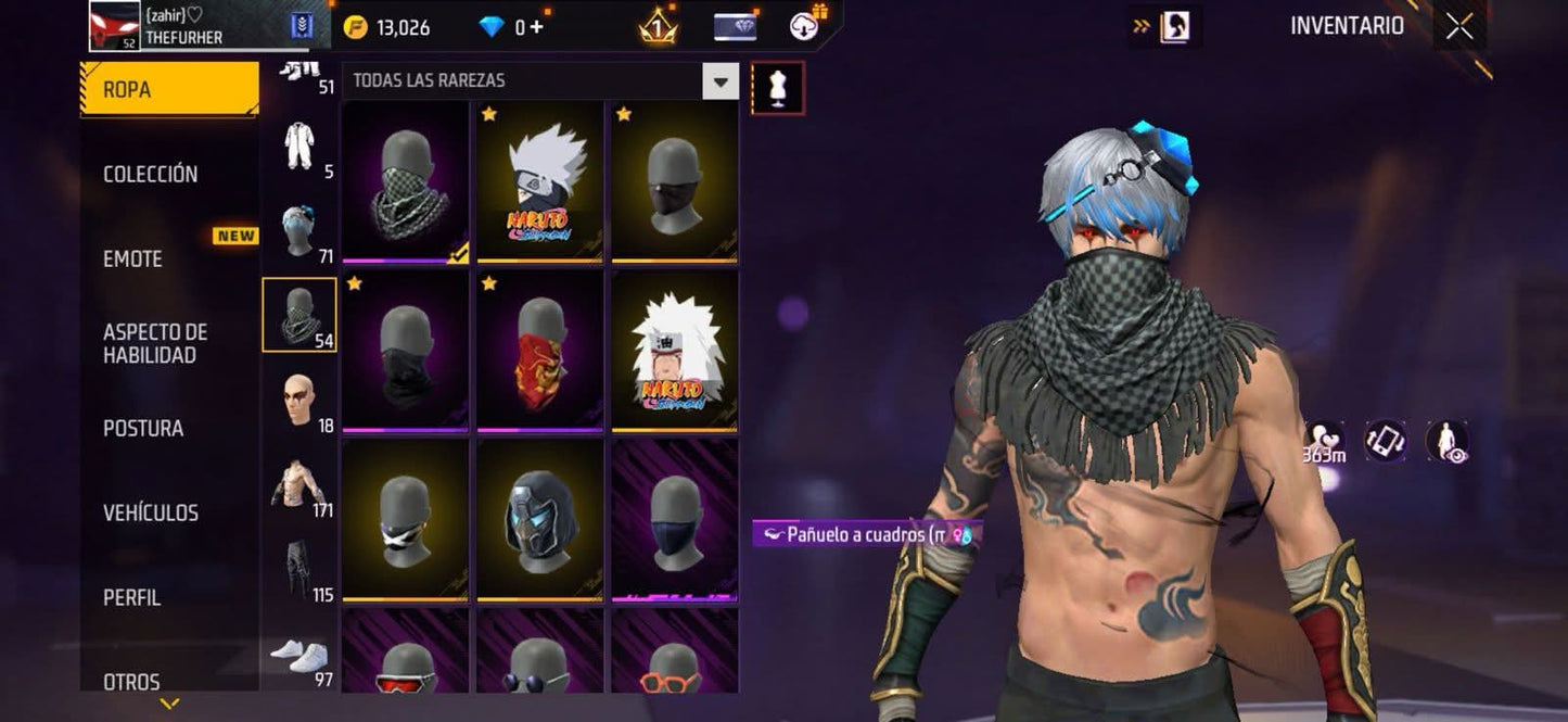 304 FREE FIRE! CUENTA PARA INICIAR! 3 EVOS Y BUENAS ARMAS! CASI 200 PECHOS! YING YANG! PLAYERAS DE FUTBOL! TRAJES DE NARUTO! MUCHA ROPA DE EVENTO! CUBOS! PERFECTA PARA COMBINAR CON TODO! REGIÓN: SUDAMÉRICA (899mx @everyone