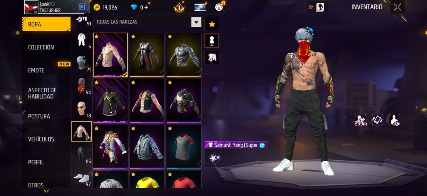 304 FREE FIRE! CUENTA PARA INICIAR! 3 EVOS Y BUENAS ARMAS! CASI 200 PECHOS! YING YANG! PLAYERAS DE FUTBOL! TRAJES DE NARUTO! MUCHA ROPA DE EVENTO! CUBOS! PERFECTA PARA COMBINAR CON TODO! REGIÓN: SUDAMÉRICA (899mx @everyone