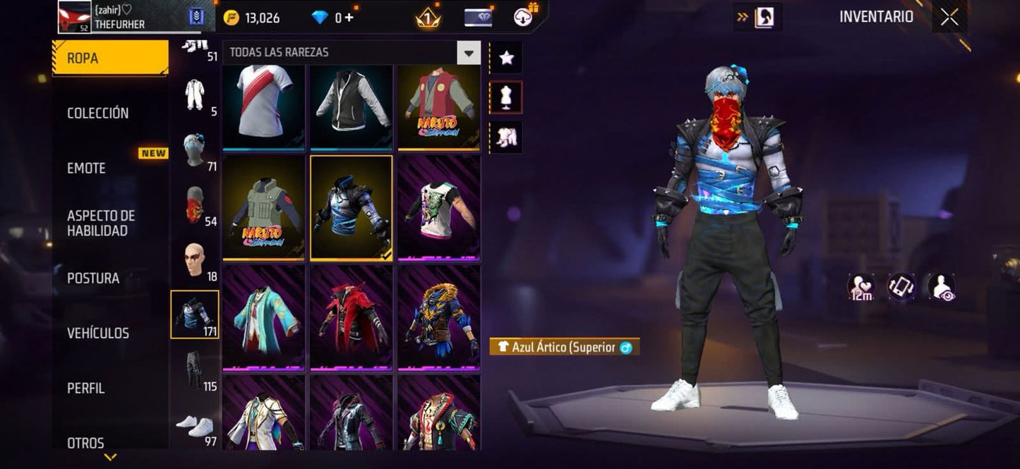 304 FREE FIRE! CUENTA PARA INICIAR! 3 EVOS Y BUENAS ARMAS! CASI 200 PECHOS! YING YANG! PLAYERAS DE FUTBOL! TRAJES DE NARUTO! MUCHA ROPA DE EVENTO! CUBOS! PERFECTA PARA COMBINAR CON TODO! REGIÓN: SUDAMÉRICA (899mx @everyone