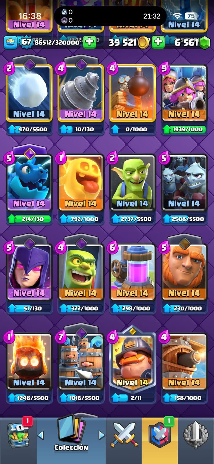 465 CLASH! CUENTA CHETADA! 12,000 COPAS MAX! LIGA 5 COMPETITIVA! 8 CARTAS AL 16 MAX! 7 CARTAS AL 15! 44 CARTAS AL 14! 1 HÉROE! 15 CARTAS EVOLUTIVAS! 120 EMOTES MUY EXCLUSIVOS! 9 TORRES! INSIGNIA OG DE 9 AÑOS Y EXCLUSIVAS! +6K GEMAS! (2399mx)...