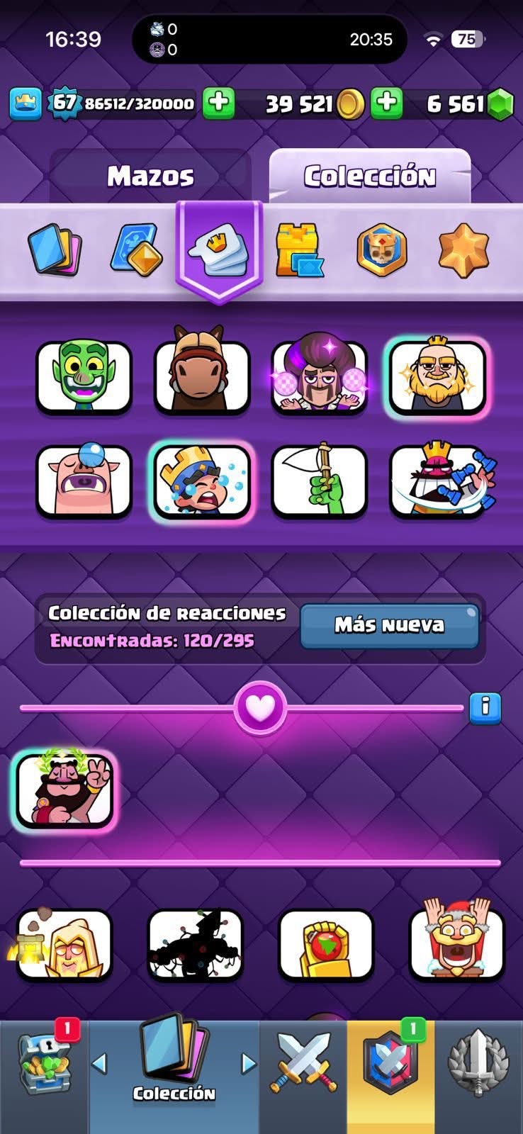465 CLASH! CUENTA CHETADA! 12,000 COPAS MAX! LIGA 5 COMPETITIVA! 8 CARTAS AL 16 MAX! 7 CARTAS AL 15! 44 CARTAS AL 14! 1 HÉROE! 15 CARTAS EVOLUTIVAS! 120 EMOTES MUY EXCLUSIVOS! 9 TORRES! INSIGNIA OG DE 9 AÑOS Y EXCLUSIVAS! +6K GEMAS! (2399mx)...