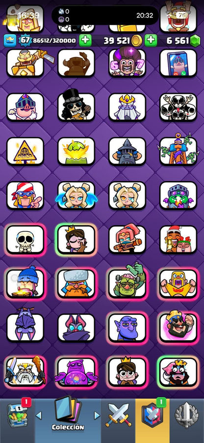465 CLASH! CUENTA CHETADA! 12,000 COPAS MAX! LIGA 5 COMPETITIVA! 8 CARTAS AL 16 MAX! 7 CARTAS AL 15! 44 CARTAS AL 14! 1 HÉROE! 15 CARTAS EVOLUTIVAS! 120 EMOTES MUY EXCLUSIVOS! 9 TORRES! INSIGNIA OG DE 9 AÑOS Y EXCLUSIVAS! +6K GEMAS! (2399mx)...
