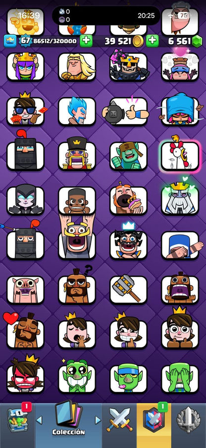 465 CLASH! CUENTA CHETADA! 12,000 COPAS MAX! LIGA 5 COMPETITIVA! 8 CARTAS AL 16 MAX! 7 CARTAS AL 15! 44 CARTAS AL 14! 1 HÉROE! 15 CARTAS EVOLUTIVAS! 120 EMOTES MUY EXCLUSIVOS! 9 TORRES! INSIGNIA OG DE 9 AÑOS Y EXCLUSIVAS! +6K GEMAS! (2399mx)...