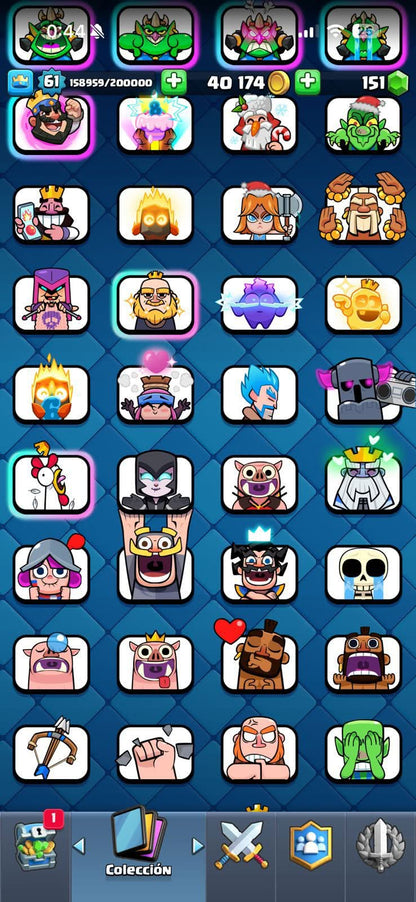 467 CLASH! CUENTA BUENA! 10,241 COPAS! 21 CARTAS AL 15! 50 CARTAS AL 14! 1 HÉROE! 16 CARTAS EVOLUTIVAS! 90 EMOTES EXCLUSIVOS! 9 TORRES! INSIGNIA DE 4 AÑOS! (2199mx) @everyone
