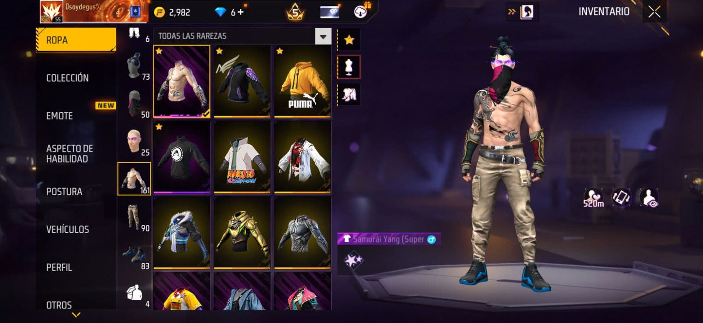 305 FREE FIRE! CUENTA MIXTA CON 5 EVOS Y BUENAS ARMAS! MÁS DE 150 PECHOS! YING YANG! NARUTO! JOSTIN! CUELLO DE TORTUGA! LA CASA DE PAPEL! ANGELICALES! PERFECTA PARA COMBINAR CON TODO! REGIÓN: EEUU (1999mx @everyone