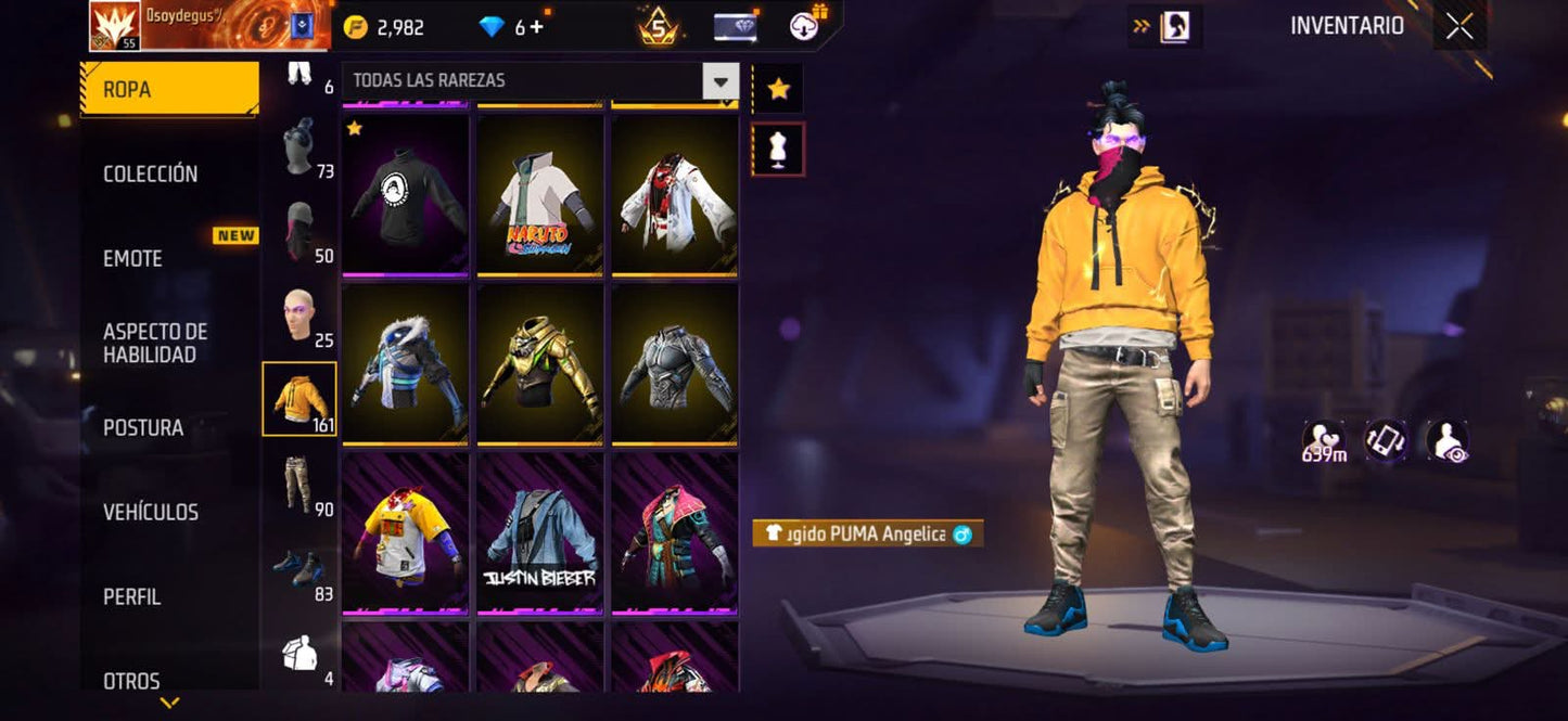 305 FREE FIRE! CUENTA MIXTA CON 5 EVOS Y BUENAS ARMAS! MÁS DE 150 PECHOS! YING YANG! NARUTO! JOSTIN! CUELLO DE TORTUGA! LA CASA DE PAPEL! ANGELICALES! PERFECTA PARA COMBINAR CON TODO! REGIÓN: EEUU (1999mx @everyone