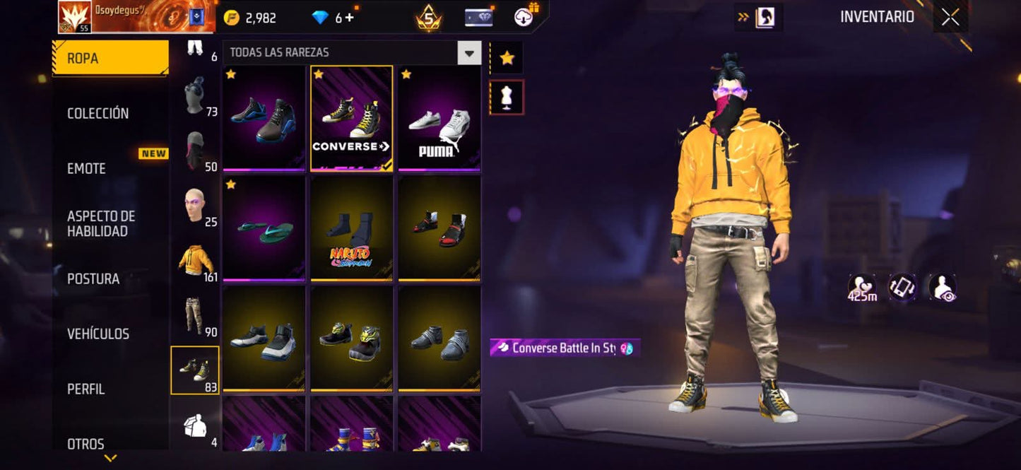 305 FREE FIRE! CUENTA MIXTA CON 5 EVOS Y BUENAS ARMAS! MÁS DE 150 PECHOS! YING YANG! NARUTO! JOSTIN! CUELLO DE TORTUGA! LA CASA DE PAPEL! ANGELICALES! PERFECTA PARA COMBINAR CON TODO! REGIÓN: EEUU (1999mx @everyone