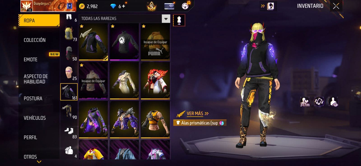 305 FREE FIRE! CUENTA MIXTA CON 5 EVOS Y BUENAS ARMAS! MÁS DE 150 PECHOS! YING YANG! NARUTO! JOSTIN! CUELLO DE TORTUGA! LA CASA DE PAPEL! ANGELICALES! PERFECTA PARA COMBINAR CON TODO! REGIÓN: EEUU (1999mx @everyone