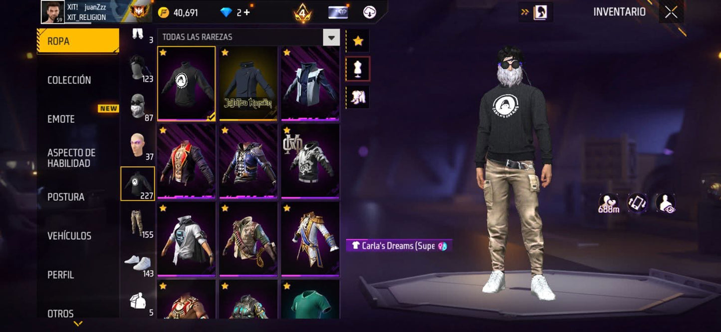 306 FREE FIRE! CUENTA MIXTA CON 3 EVOS A BUEN NIVEL! MÁS DE 150 PECHOS! TRAJE JUJUTSU KAISEN! JORDAN ! CUELLO DE TORTUGA! PLAYERAS DE FUTBOL! PERFECTA PARA COMBINAR CON TODO! REGIÓN: EEUU (1299mx) @everyone