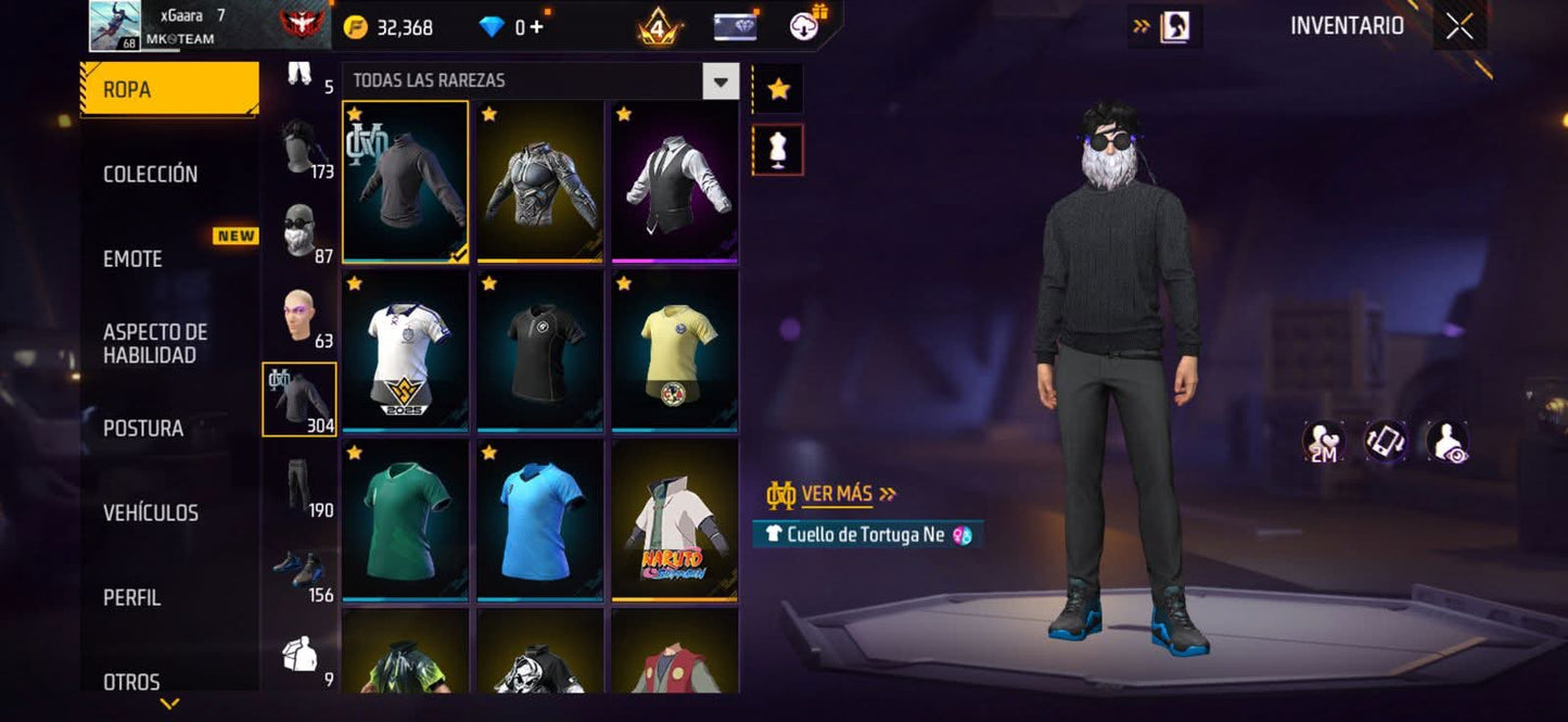 307 FREE FIRE! CUENTA MIXTA CON 3 EVOS Y BUENAS ARMAS! MAS DE 300 PECHOS! CUELLO DE TORTUGA! PLAYERAS DE FUTBOL! CUELLO DE TORTUGA! PERFECTA PARA INICIAR! REGIÓN: EEUU (899mx @everyone