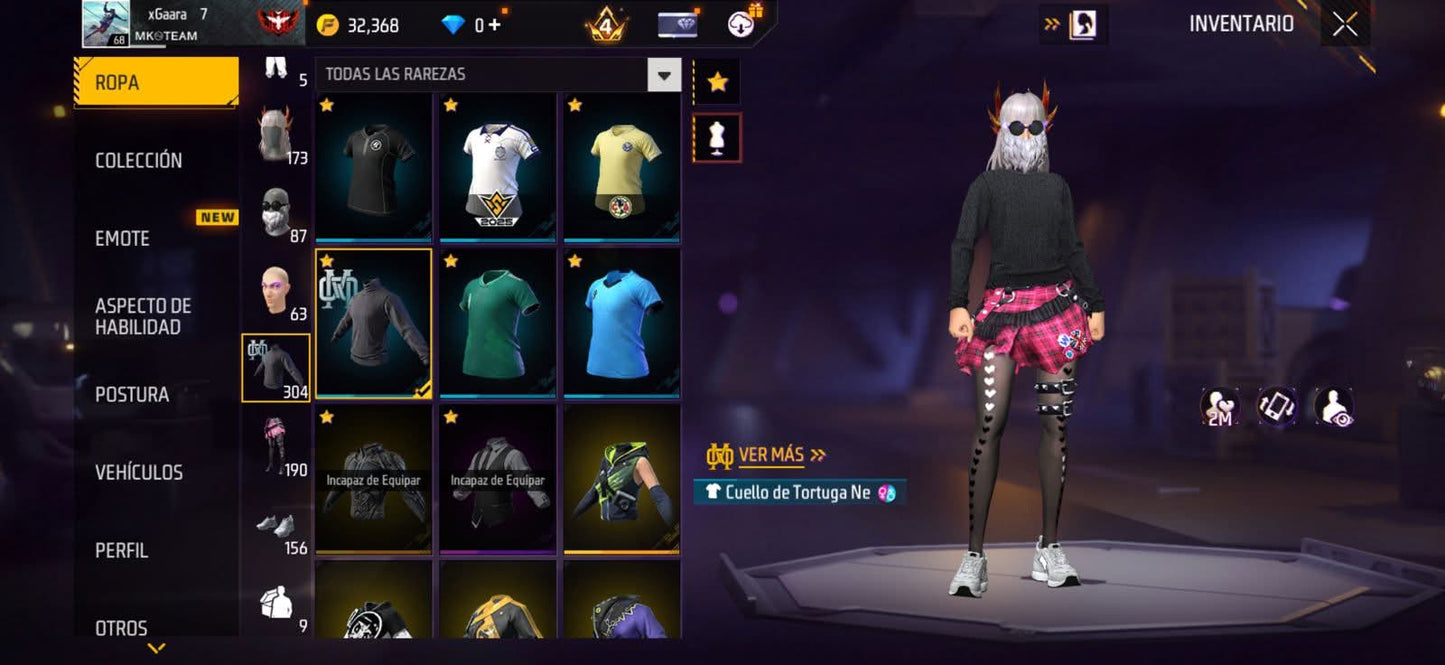 307 FREE FIRE! CUENTA MIXTA CON 3 EVOS Y BUENAS ARMAS! MAS DE 300 PECHOS! CUELLO DE TORTUGA! PLAYERAS DE FUTBOL! CUELLO DE TORTUGA! PERFECTA PARA INICIAR! REGIÓN: EEUU (899mx @everyone