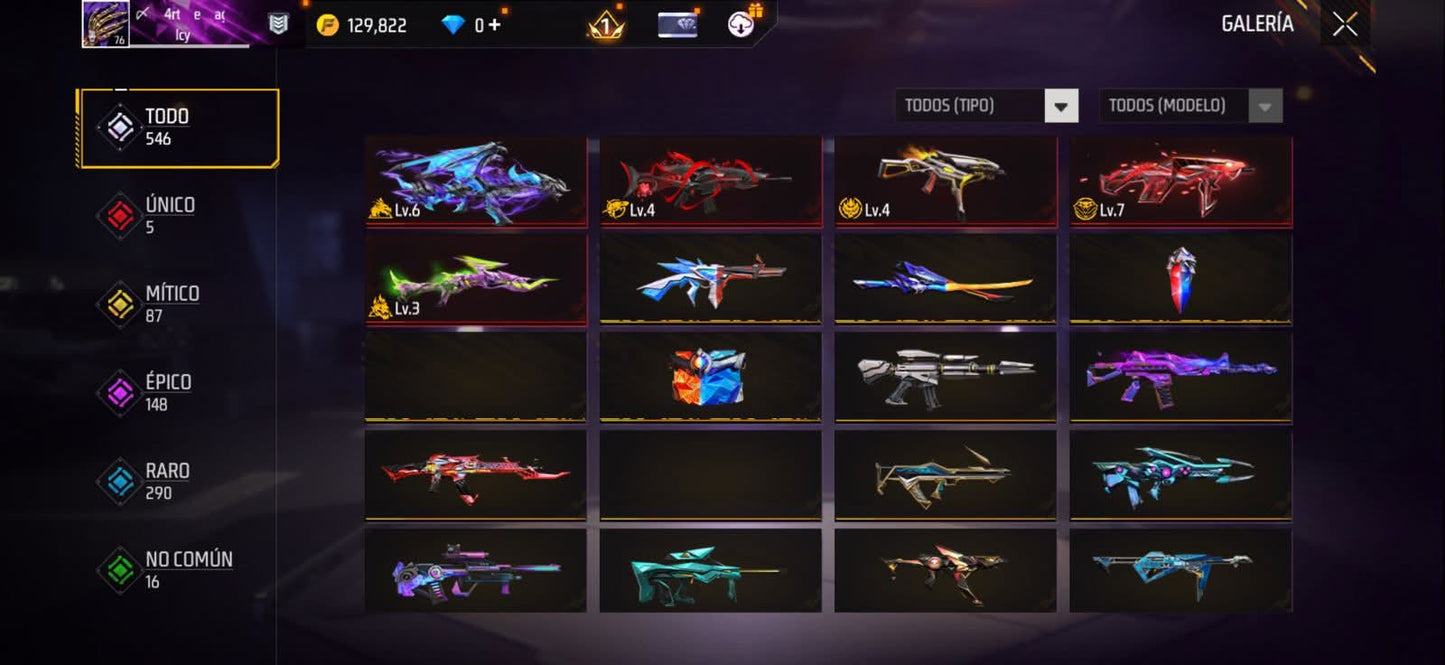 309 FREE FIRE! CUENTA MIXTA CON 5 EVOS A BUEN NIVEL! 1 AL NIVEL MÁXIMO! CASI 700 PECHOS! YING YANG! CUELLO DE TORTUGA! PLAYERAS DE FUTBOL! J BALVIN! RAMPAGE! ANGELICALES! PERFECTA PARA COMBINAR CON TODO! REGIÓN: EEUU (3499mx @everyone