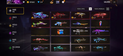 309 FREE FIRE! CUENTA MIXTA CON 5 EVOS A BUEN NIVEL! 1 AL NIVEL MÁXIMO! CASI 700 PECHOS! YING YANG! CUELLO DE TORTUGA! PLAYERAS DE FUTBOL! J BALVIN! RAMPAGE! ANGELICALES! PERFECTA PARA COMBINAR CON TODO! REGIÓN: EEUU (3499mx @everyone