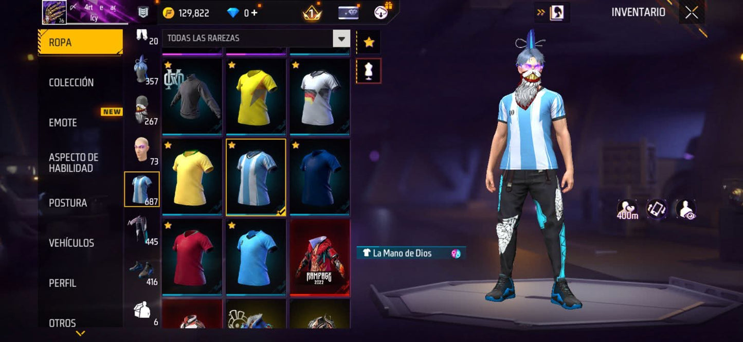 309 FREE FIRE! CUENTA MIXTA CON 5 EVOS A BUEN NIVEL! 1 AL NIVEL MÁXIMO! CASI 700 PECHOS! YING YANG! CUELLO DE TORTUGA! PLAYERAS DE FUTBOL! J BALVIN! RAMPAGE! ANGELICALES! PERFECTA PARA COMBINAR CON TODO! REGIÓN: EEUU (3499mx @everyone