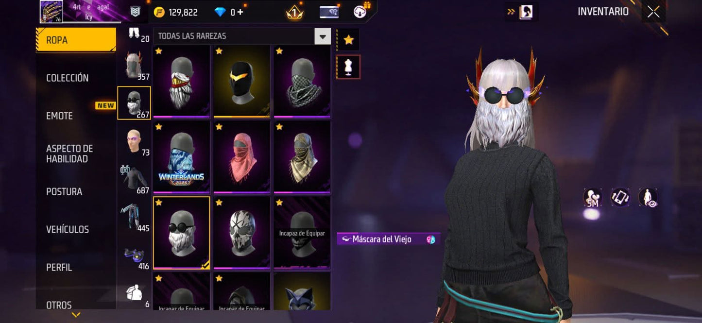 309 FREE FIRE! CUENTA MIXTA CON 5 EVOS A BUEN NIVEL! 1 AL NIVEL MÁXIMO! CASI 700 PECHOS! YING YANG! CUELLO DE TORTUGA! PLAYERAS DE FUTBOL! J BALVIN! RAMPAGE! ANGELICALES! PERFECTA PARA COMBINAR CON TODO! REGIÓN: EEUU (3499mx @everyone