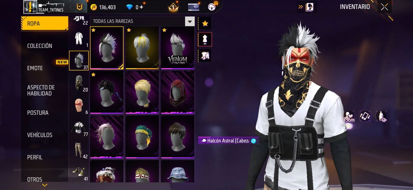 311 FREE FIRE! CUENTA PARA INICIAR CON 1 EVO A BUEN NIVEL! 77 PECHOS! TRAJE ASSASSINS! PLAYERAS DE FUTBOL! VENOM! PERFECTA PARA INICIAR! REGIÓN: EEUU (399mx @everyone