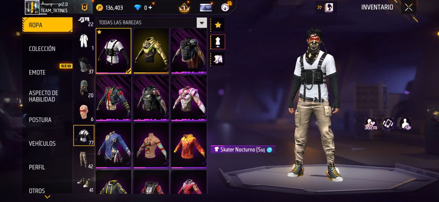 311 FREE FIRE! CUENTA PARA INICIAR CON 1 EVO A BUEN NIVEL! 77 PECHOS! TRAJE ASSASSINS! PLAYERAS DE FUTBOL! VENOM! PERFECTA PARA INICIAR! REGIÓN: EEUU (399mx @everyone