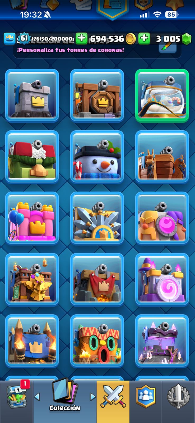 359 CLASH! MINI GRIAL! 10,030 COPAS! 1 CARTA AL 16 MAX! 12 CARTAS AL 15! 54 CARTAS AL 14! 26 CARTAS EVOLUTIVAS! 170 EMOTES EXCLUSIVOS Y PEDIDOS! 23 TORRES! INSIGNIA OG DE 9 AÑOS! +500M MONEDAS Y +3K GEMAS! (2199mx) @everyone